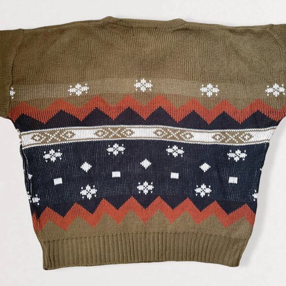 90s Southwestern Earthy Sweater Lodge Cabincore Americana Olive Rust Burnt L - Picture 9 of 10